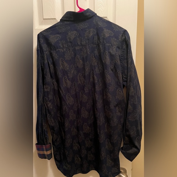 Alan Flusser Blue Paisley Button Up~ Men’s Large - Picture 6 of 6